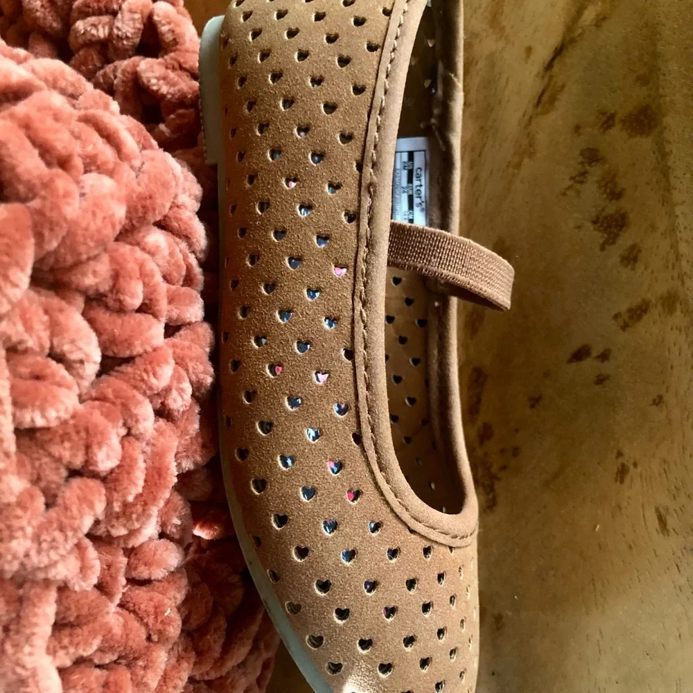 Toddler Girls Carter's Faux Suede Dark Tan/Brown Ballet Flats Mary Janes Size 8 - Picture 7 of 14